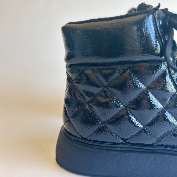 H&M Black Patent Leather Quilted Combat Boots size EUR 41, US 10.5 - Picture 3 of 14